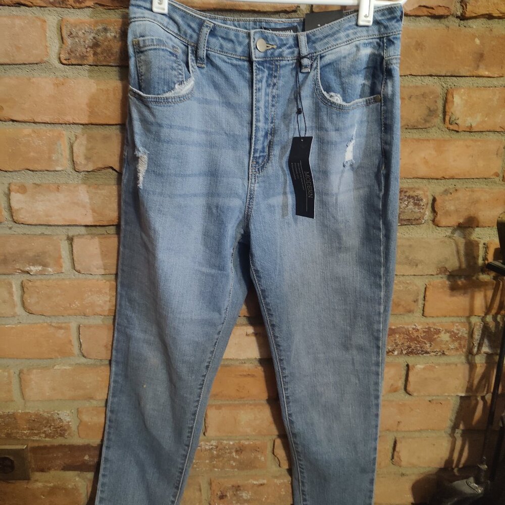 NWT Versona Skinny Moderm Denim Blue Jeans 6 Raw Edge